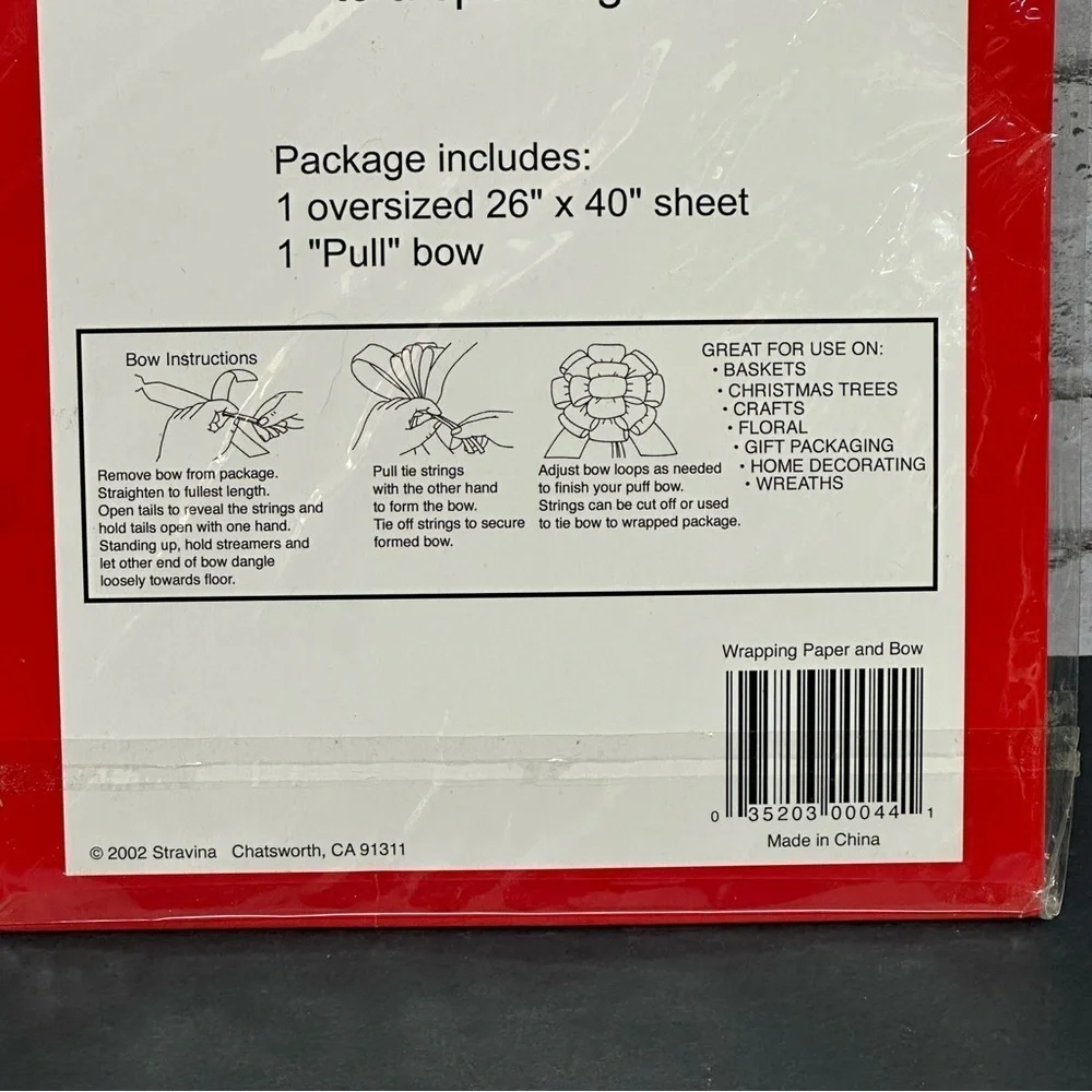 Holiday Red Christmas Wrapping Paper & Pull Bow Personalized MORGAN Stravina NOS